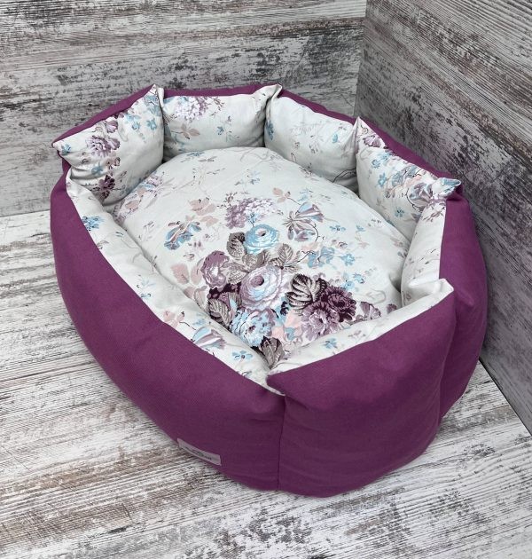 Лежак для кошек и собак панама модель 1 "Nude flowers white" 50х40 см