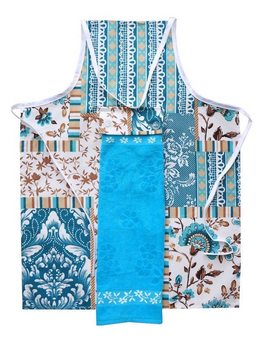 Набір для кухні IzziHome Flowers Фартух + Рушник 30х50 аква