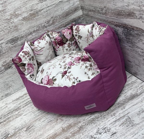 Лежак для кошек и собак панама модель 1 "Nude flowers pink" 50х40 см