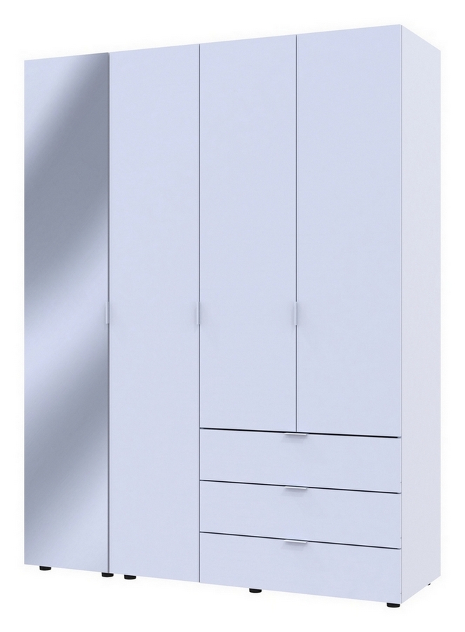 Шкаф для одежды Гелар 3ДСП/Зеркало белый