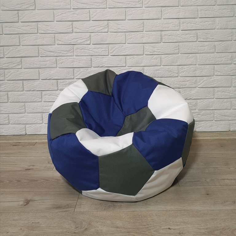 Кресло-мяч нейлон Oxford сине-белый L, 60см