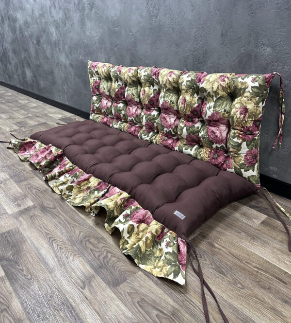 Подушка на піддони/гойдалки/каркаси панама комбінована “Autumn flowers burgundy” Подушка на піддони/гойдалки/каркаси панама комбінована “Autumn flowers burgundy”