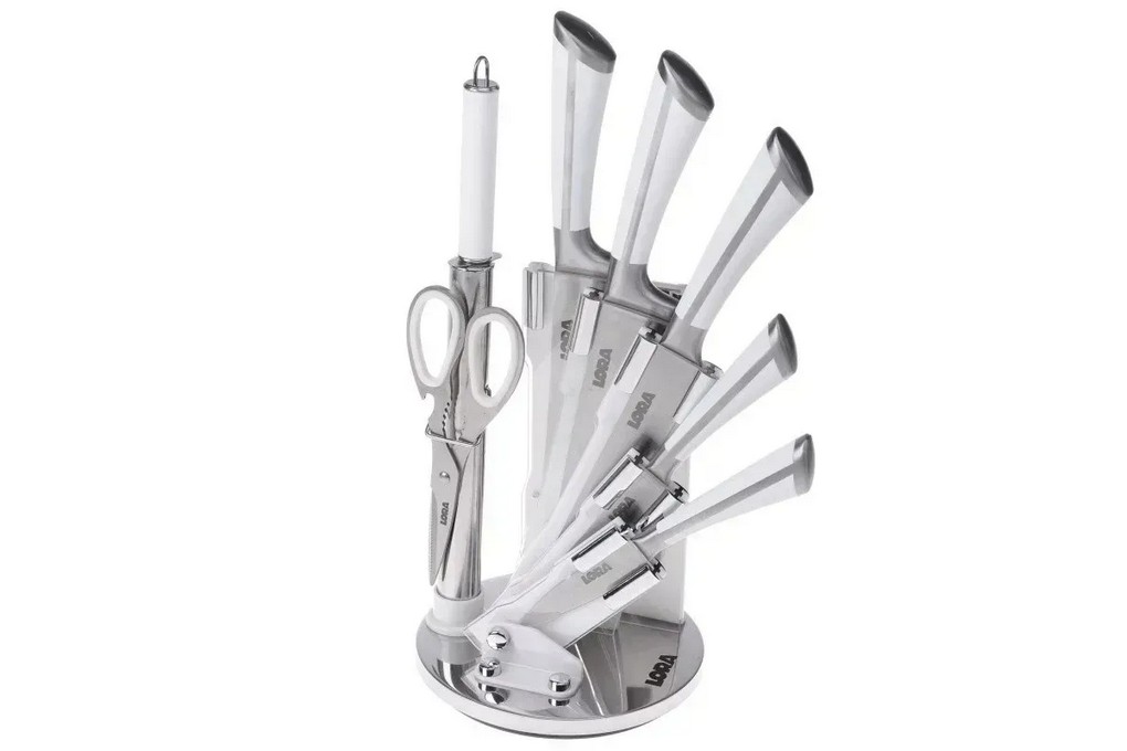 Набір ножів із підставкою 8 предметів  NS20Setkn/WH Lora