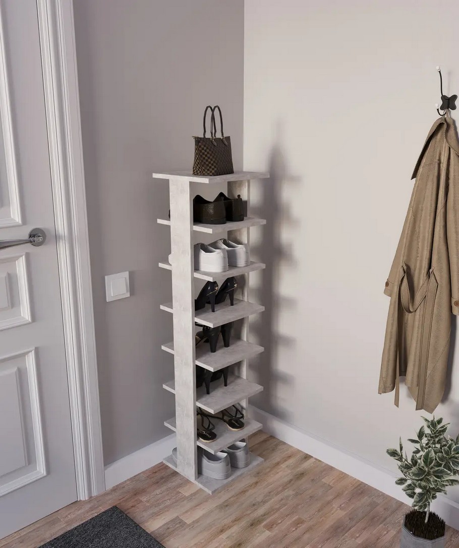 Полка для обуви высокая на 7 пар OF-1 бетон/бетон