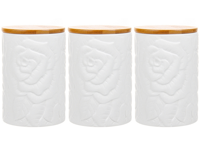 Набор из 3-х банок для сыпучих с бамбуковой крышкой Lefard 10х10х15 см 940-245