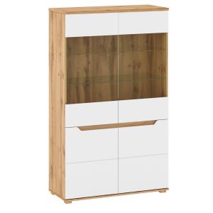 Шкаф-витрина Vincent C дуб вотан  + бел. снег глянец фото 1