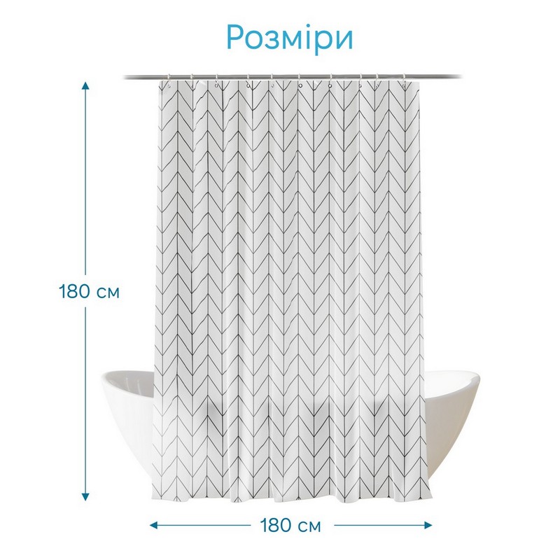 Шторка для ванной комнаты WOKO Line 180×180 с 12 кольцами Шторка для ванной комнаты WOKO Line 180×180 с 12 кольцами