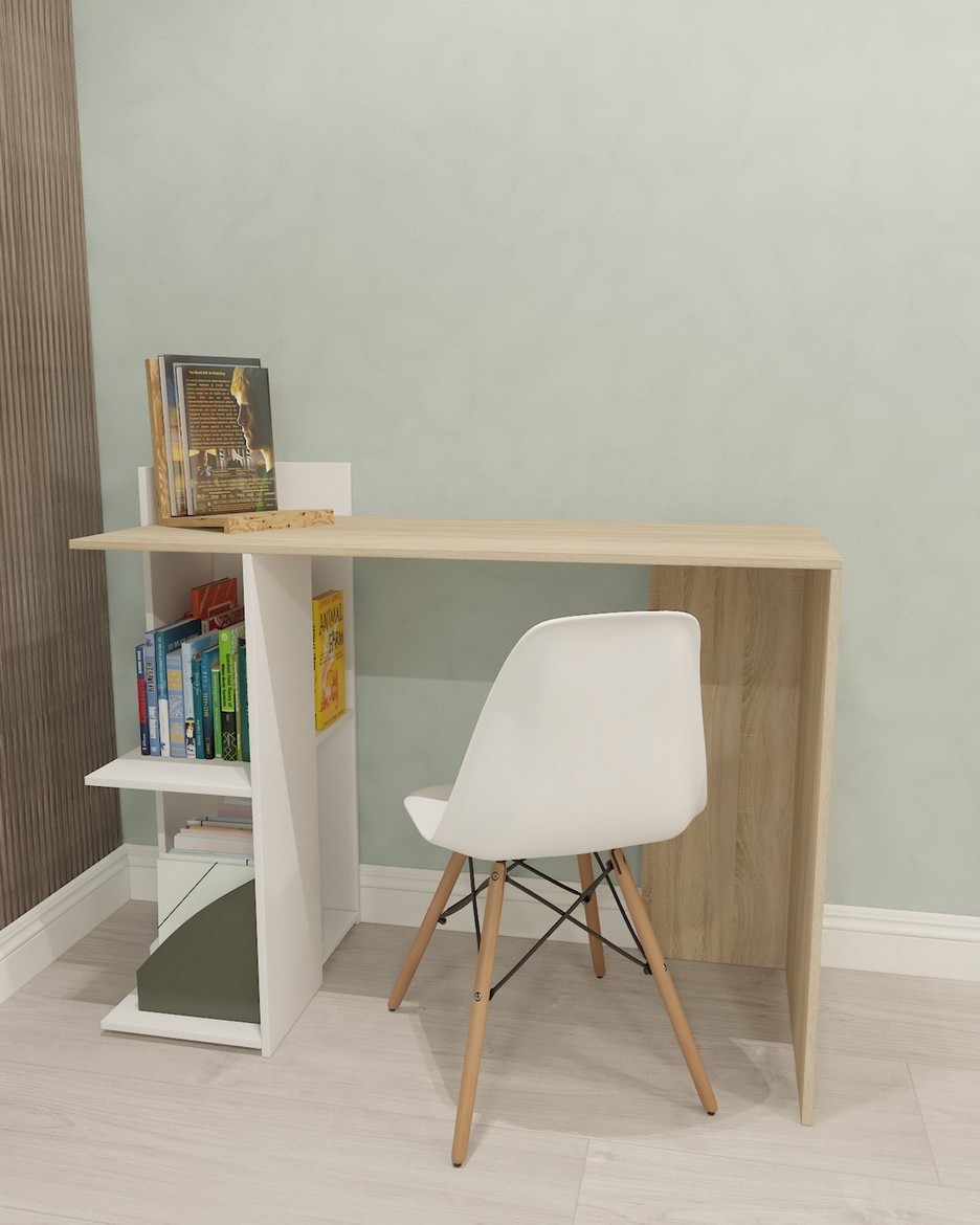 Стол компьютерный с двумя полками S-12 дуб сонома/белый