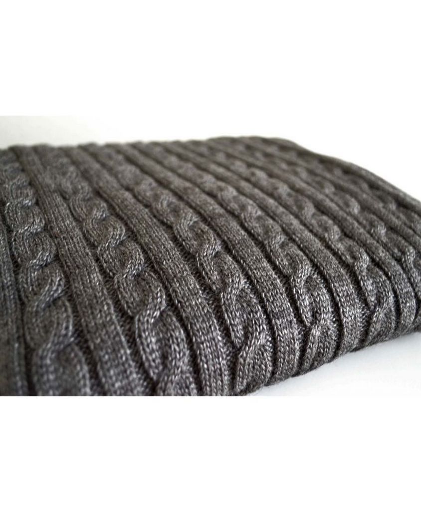 Вязаный плед Прованс косы Soft Графит 90х130 (12252) Вязаный плед Прованс косы Soft Графит 90х130 (12252)