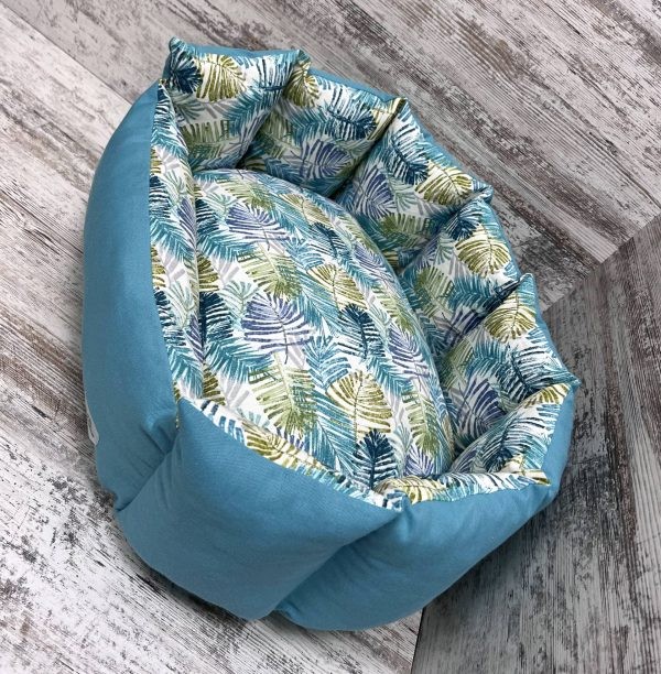Лежак для котів та собак панама модель 1 “Branches turquoise”