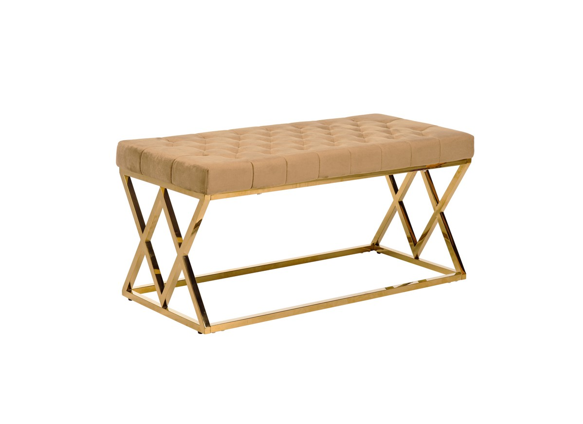 Банкетка  BN-2 капучино вельвет + золото Банкетка  BN-2 капучино вельвет + золото