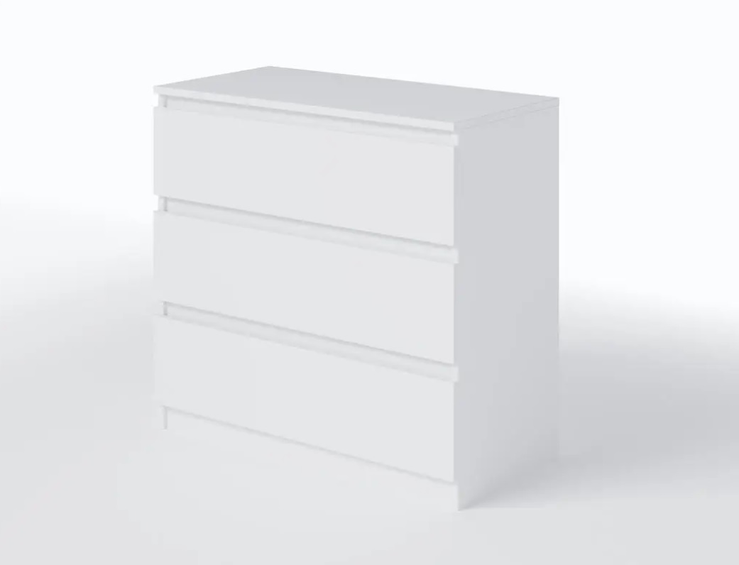 Комод T214 на 3 ящика, без ручек белый