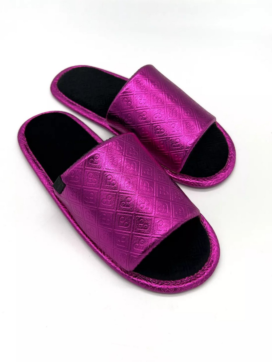 Домашні капці з патерном Family Story FLEX-металік відкриті Фуксія
