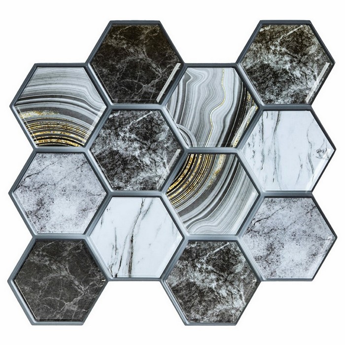 Декоративна ПВХ плитка на самоклейці соти 30х30х0,5см , сірий SW-00000524