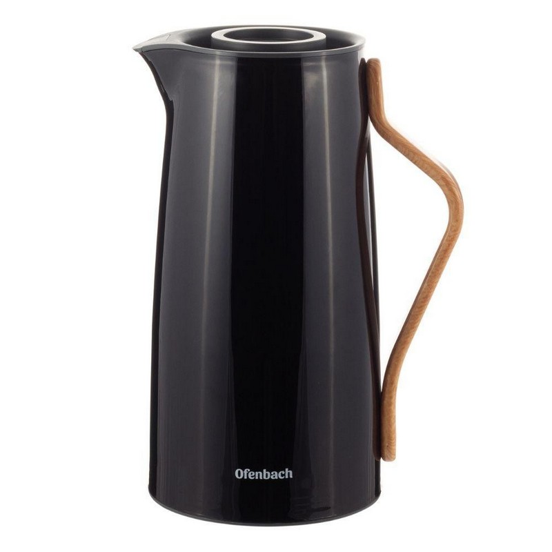 Термос Ofenbach пластиковый со стеклянной колбой 1000 мл чёрный