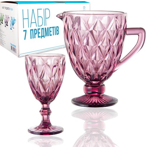 Набор 7 пр 1 кувшин-1100мл , 6 бокалов Грани бордо 320мл