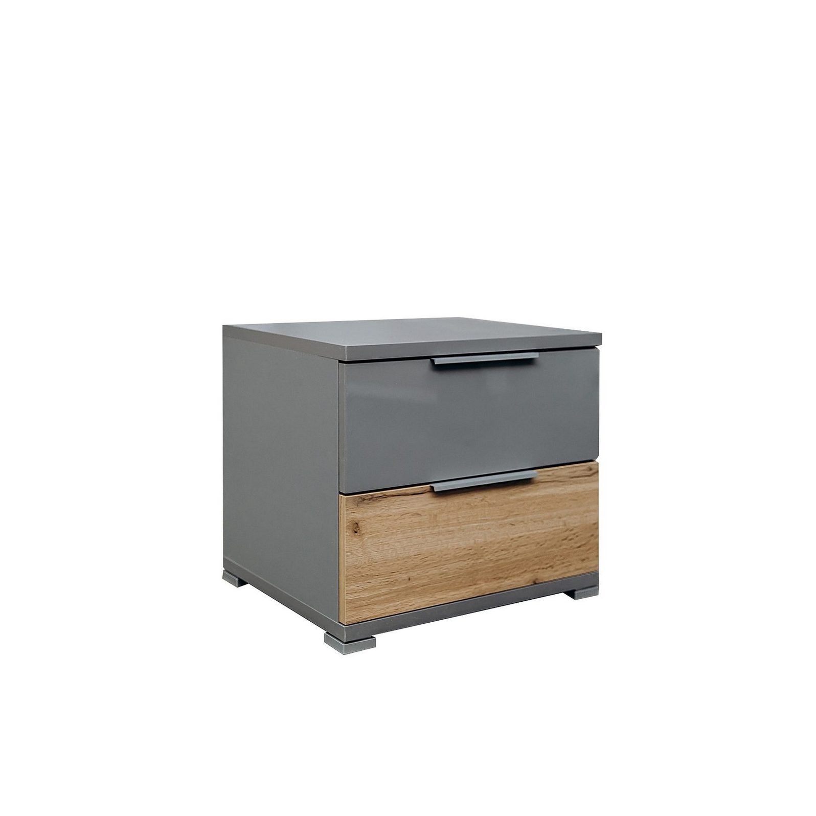 Прикроватная тумба  Линц Серая на 2 ящика