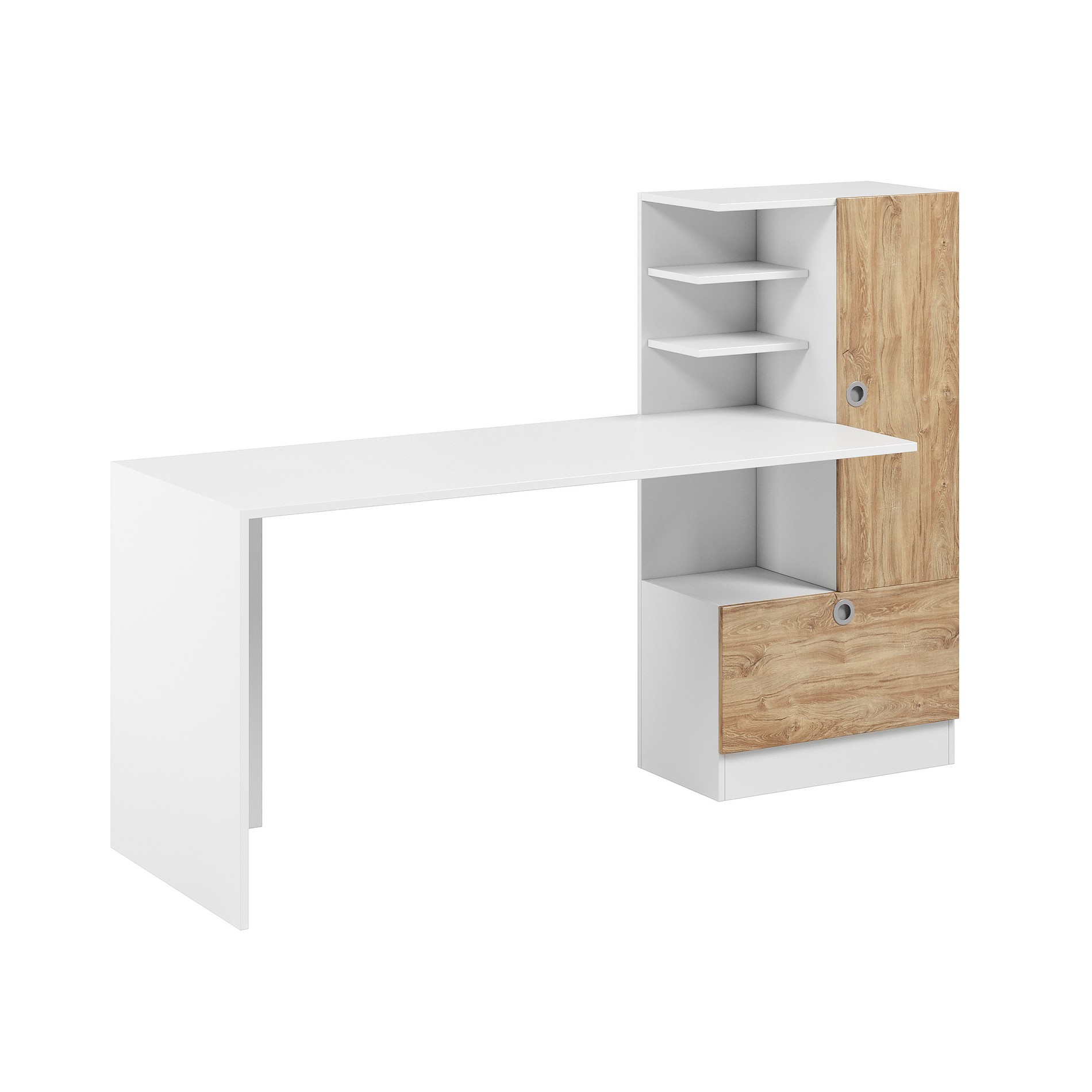 Письменный стол Кристер Белый/Дуб Канзас (C-201) 150x50x120 Правый