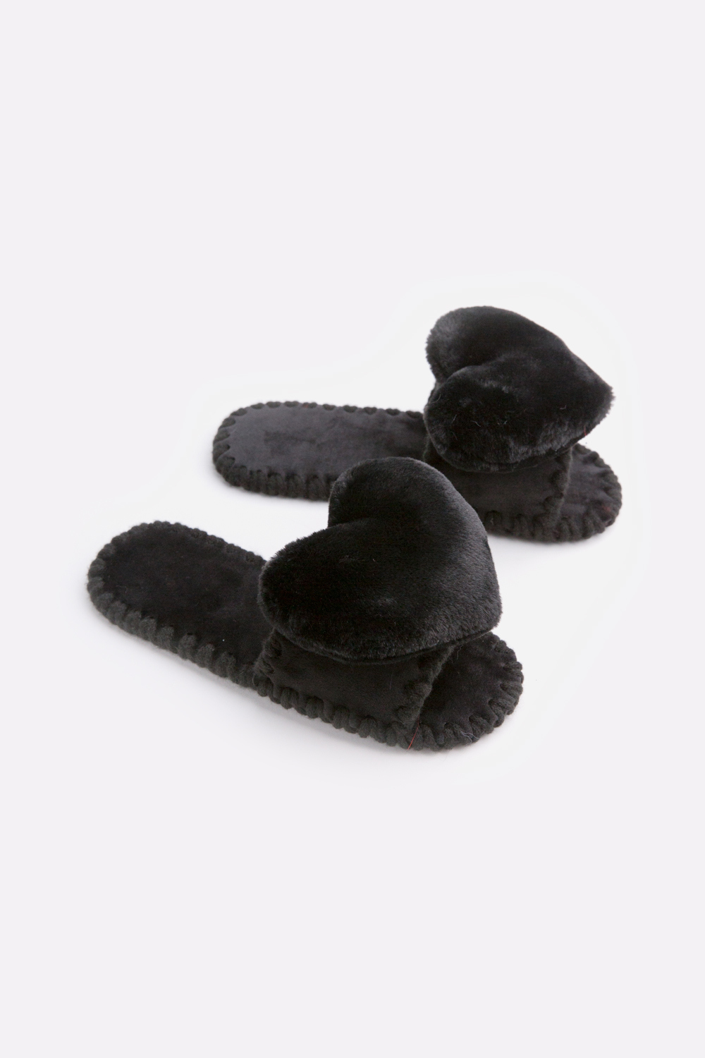 Женские домашние тапочки Family Story Сердечки Черные ЭВА 34-35 р