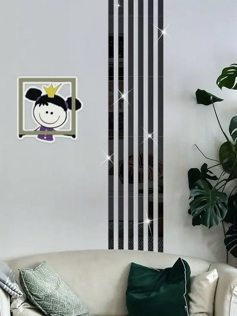 Глянцевый настенный акриловый декор наклейка "Молдинг-20" 2х240 см 4 шт. чёрный