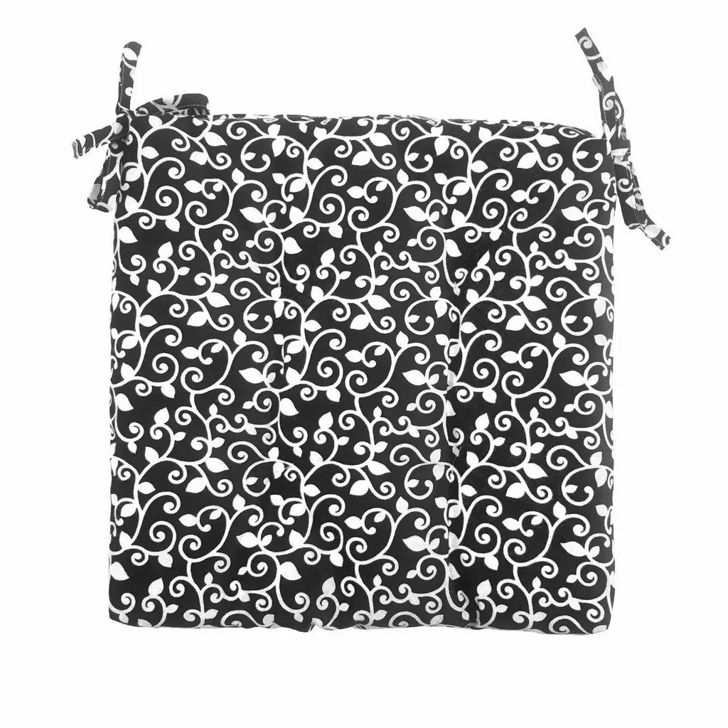 Подушка на стілець Прованс  Вензель на чорному 40х40 (14377)