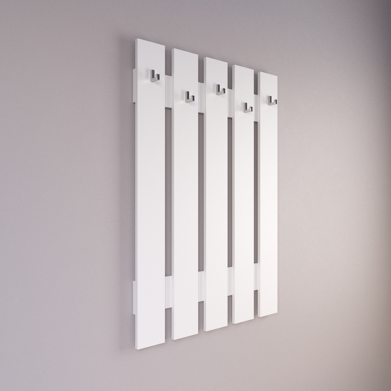 Вешалка настенная в прихожую D-5 белая