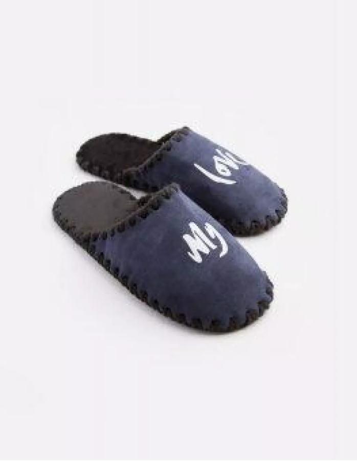 Мужские домашние тапочки Family Story Классические My Love закрытые Темно-синие 40-41 р