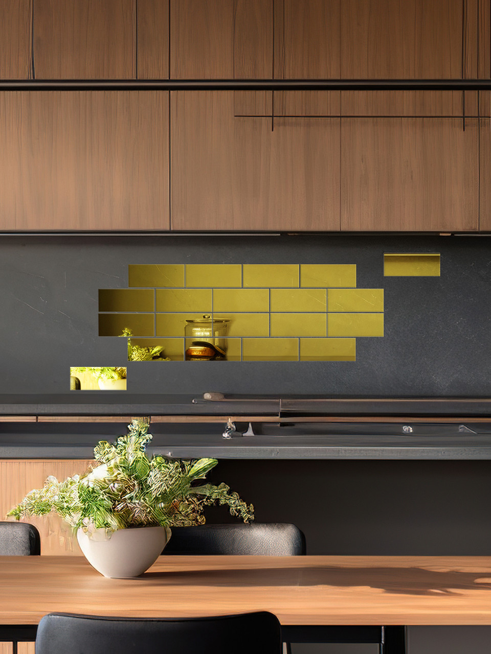 Зеркальный настенный акриловый декор наклейка "Кирпичики" 18 шт. золото Зеркальный настенный акриловый декор наклейка "Кирпичики" 18 шт. золото