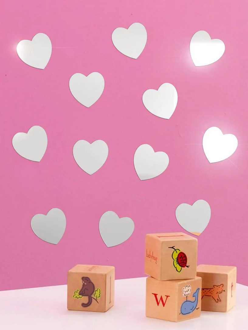 Дзеркальний настінний акриловий декор наліпка "Романтика" 12 шт. срібло