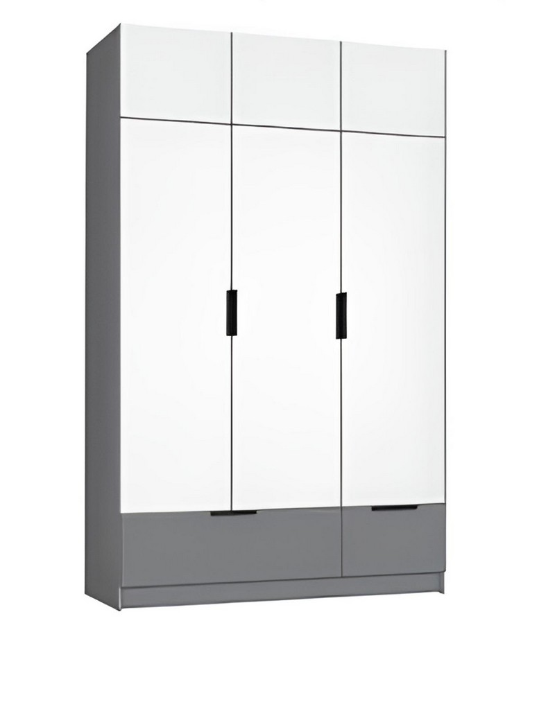 Шкаф распашной Комфорт 135х52х240 см серый шифер/белый