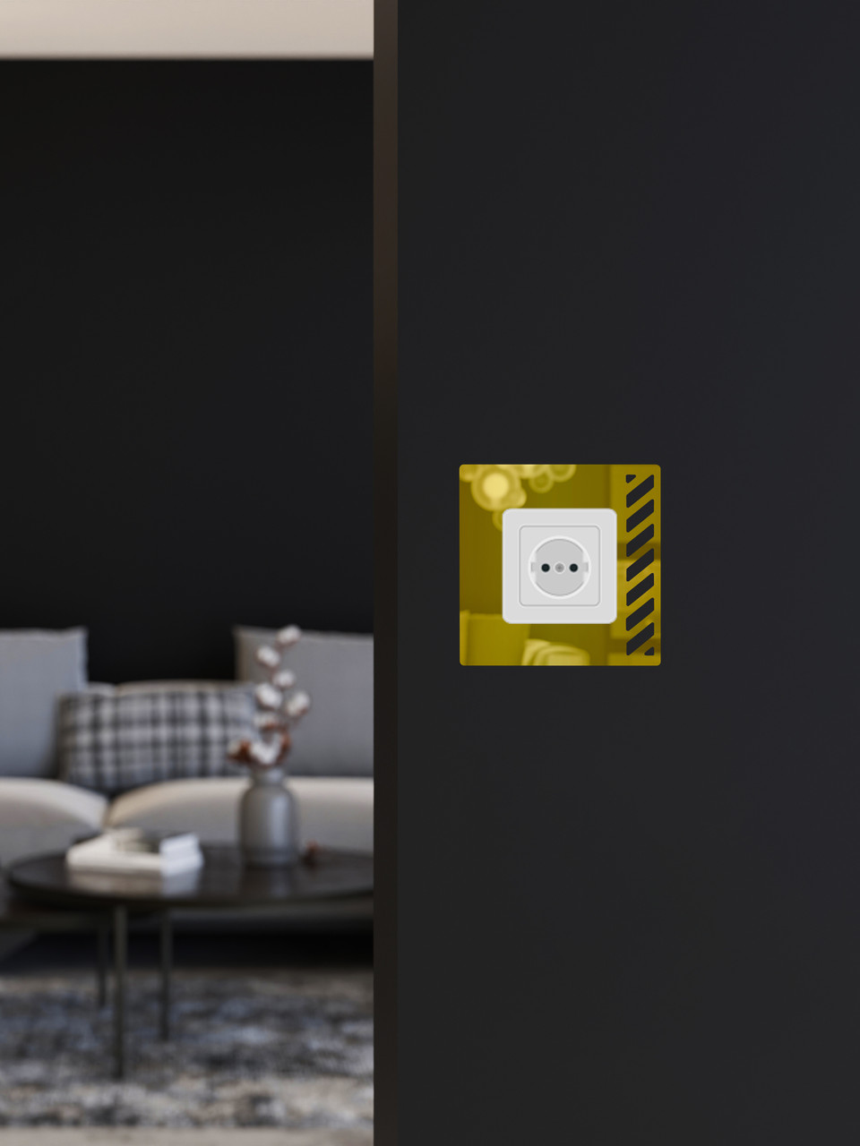 Дзеркальний настінний акриловий декор рамка наліпка під вимикач №4 золото 1шт.