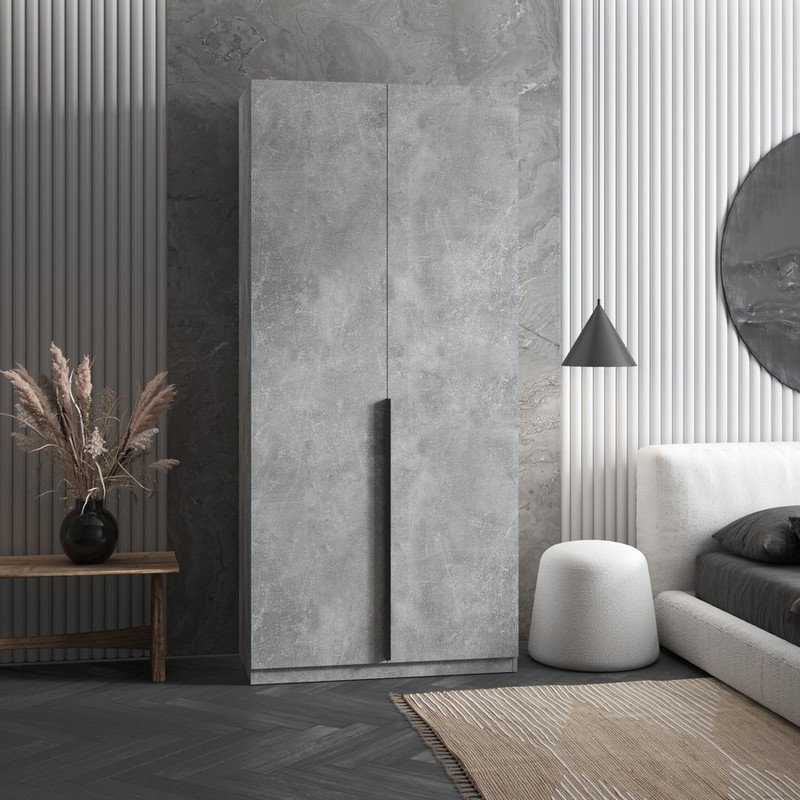 Шкаф для одежды 2-х дверный (штанга) M-25 Бетон