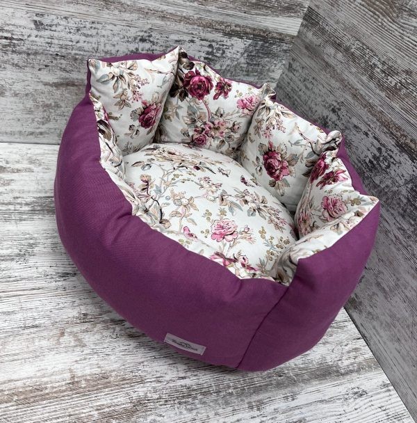 Лежак для котів та собак панама модель 1 “Rose red”