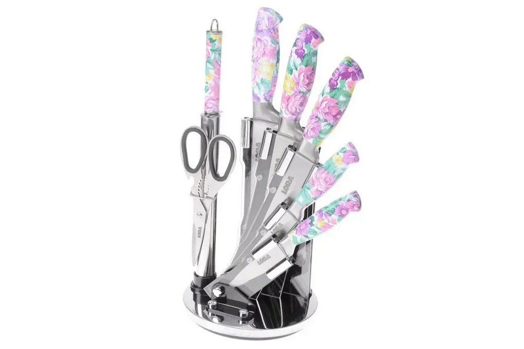 Набір ножів із підставкою 8 предметів  NS17Setkn/Col Lora