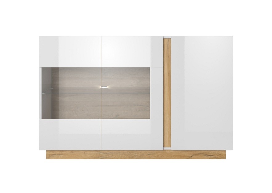 Комод с витриной Marco 3D2W/138 белый глянец/дуб грандсон