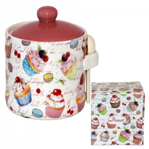 Банка для меду з дерев'яноюложкою Десерт 8,5х10см , 420мл Банка для меду з дерев'яноюложкою Десерт 8,5х10см , 420мл