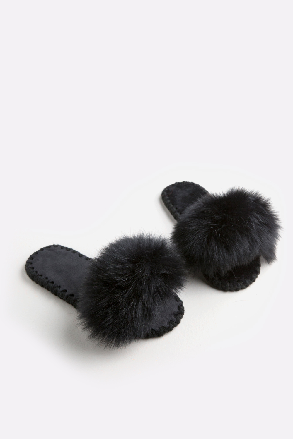 Женские домашние тапочки Пушистики Family Story с опушкой черного цвета ЭВА 34-35 р