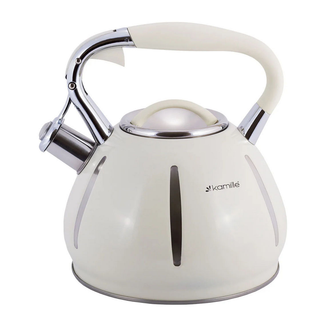 Чайник Kamille Бежевый 3 л из нержавеющей стали, со свистком KM-0691A