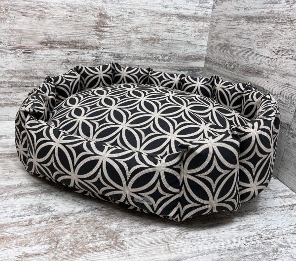 Лежак для кошек и собак панама модель 1 "Ornament black" 50х40 см