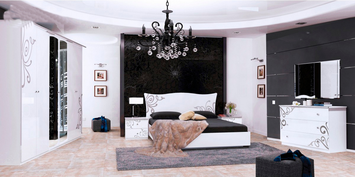 Спальня  Богема c 6-и дверным шкафом Белая Спальня  Богема c 6-и дверным шкафом Белая