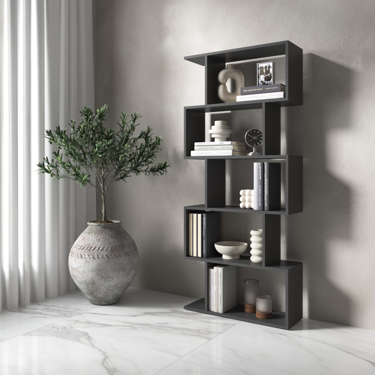 Стеллаж на 5 полочек M-12 Антрацит