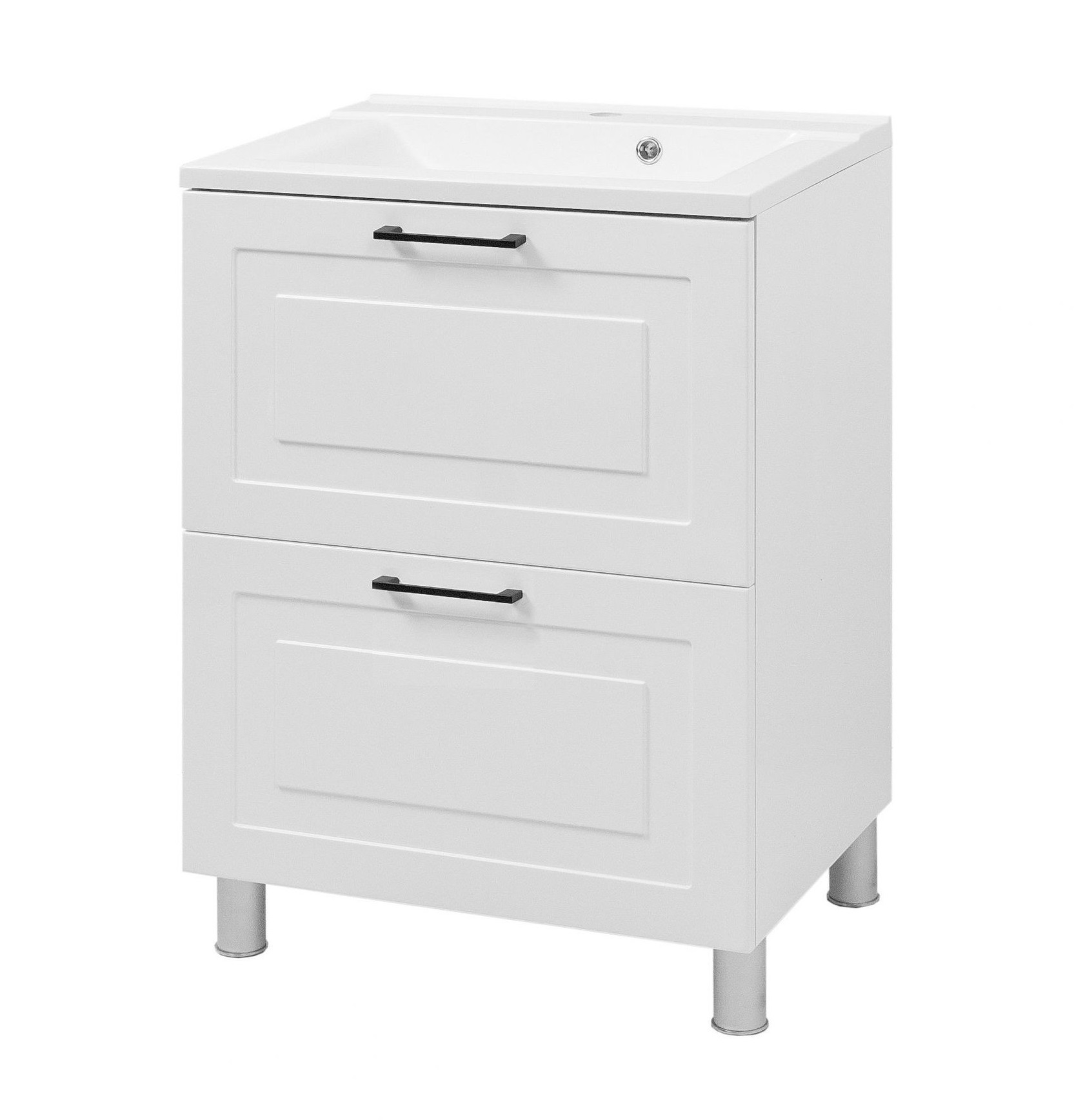 Тумба Альба с умывальником Глория 60 см белая