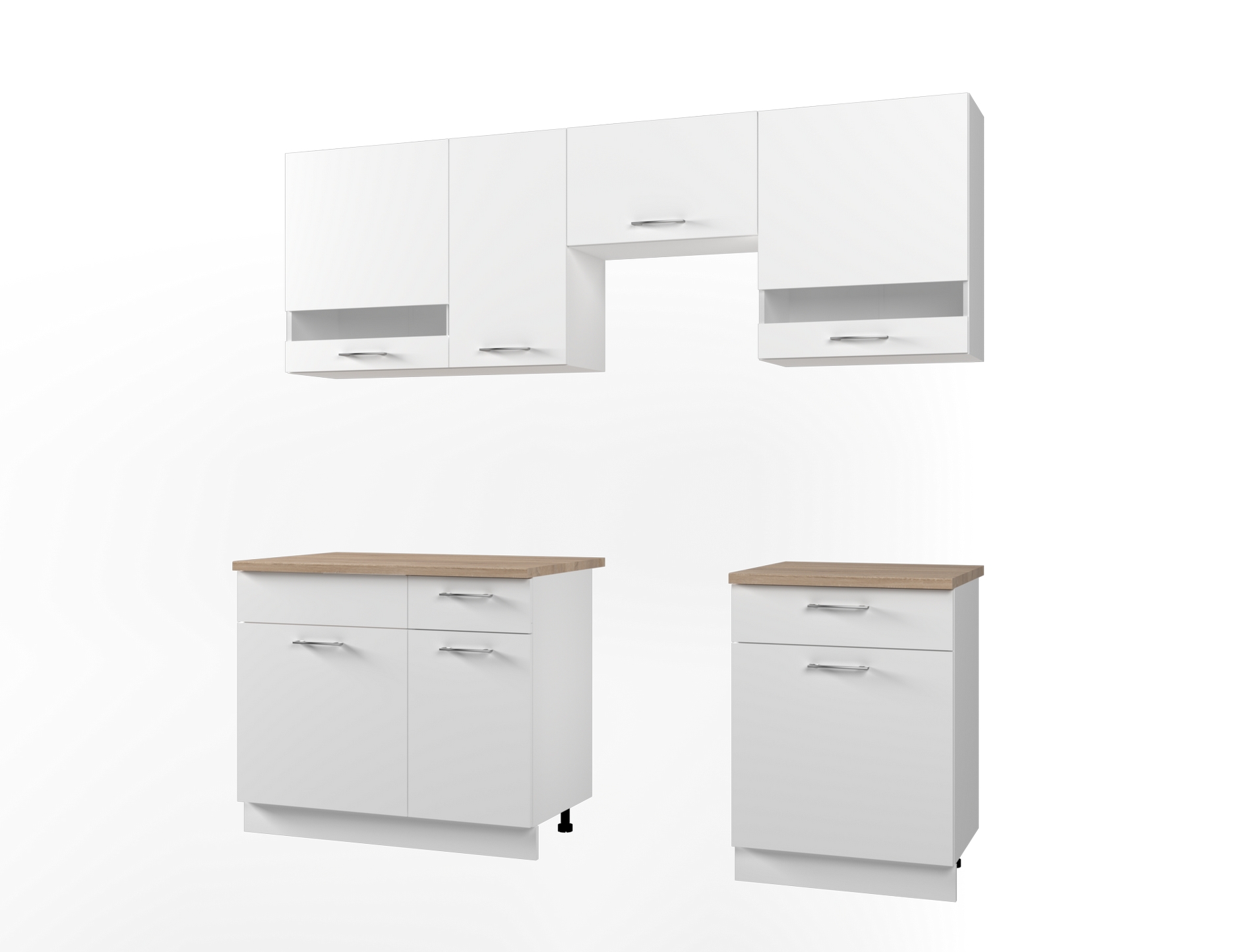 Кухня Лея біла+сонома/вставка скло 220х60х250 Кухня Лея біла+сонома/вставка скло 220х60х250