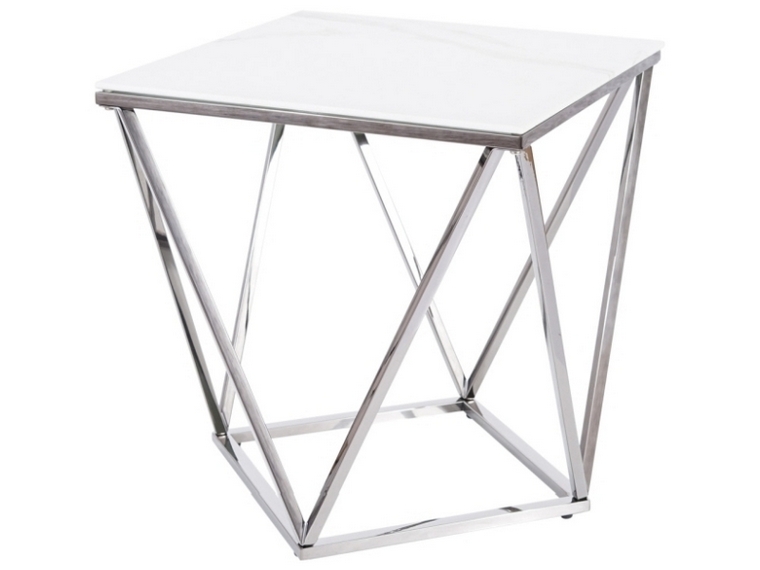 Журнальний столик SILVER B II білий/сталь 50X50 Журнальний столик SILVER B II білий/сталь 50X50
