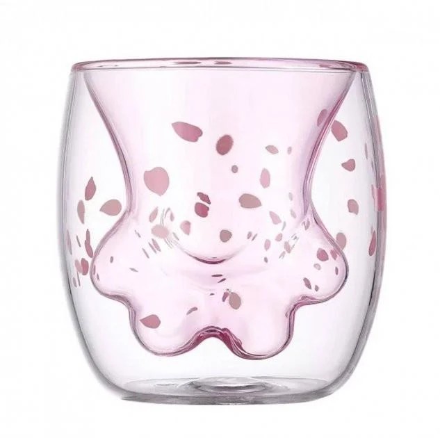Склянка подвійне скло Olens Рожева лапка, 250 мл