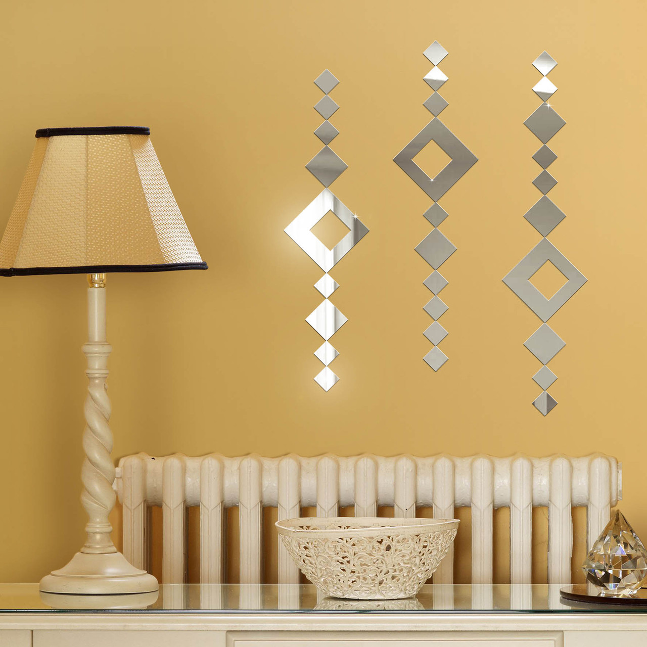 Дзеркальний настінний акриловий декор наліпка "Бісер" 29 шт. срібло