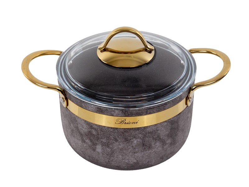 Кастрюля Brioni антипригарная Royal Stone Sandstone gold 18см, 2,5л, 3,5мм толщ 764-038 Кастрюля Brioni антипригарная Royal Stone Sandstone gold 18см, 2,5л, 3,5мм толщ 764-038