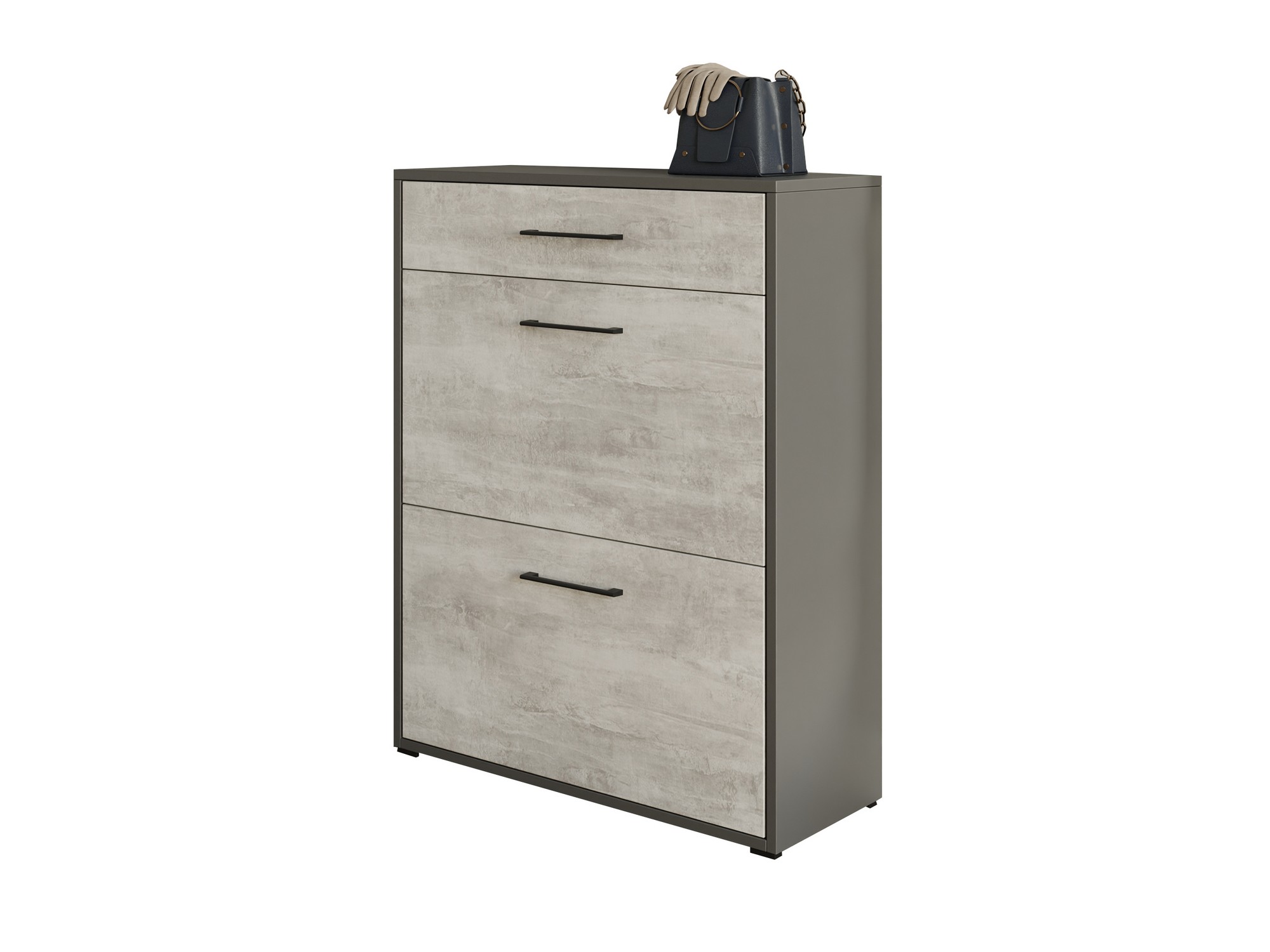 Тумба для обуви T207, бетон/дуб сонома