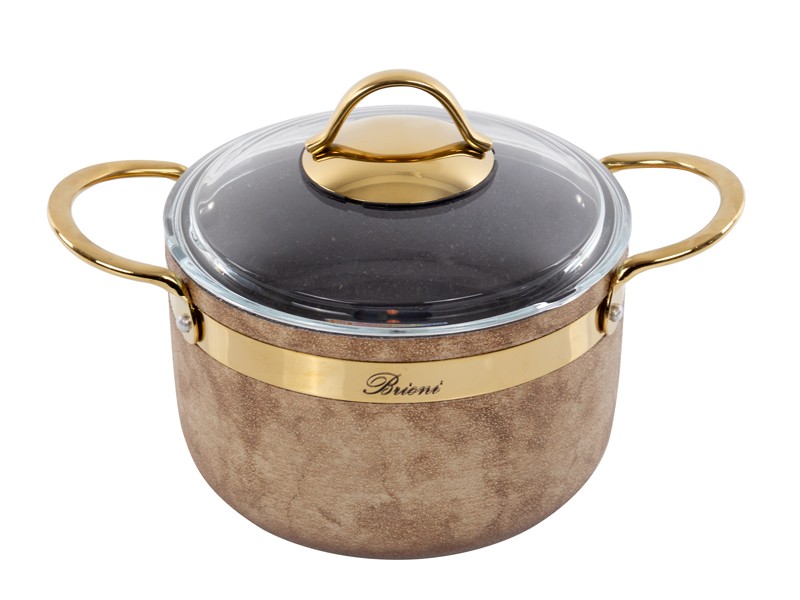 Кастрюля Brioni антипригарная Royal Stone Tigereye Gold 18см, 2,5л, 3,5мм толщ 764-045 Кастрюля Brioni антипригарная Royal Stone Tigereye Gold 18см, 2,5л, 3,5мм толщ 764-045