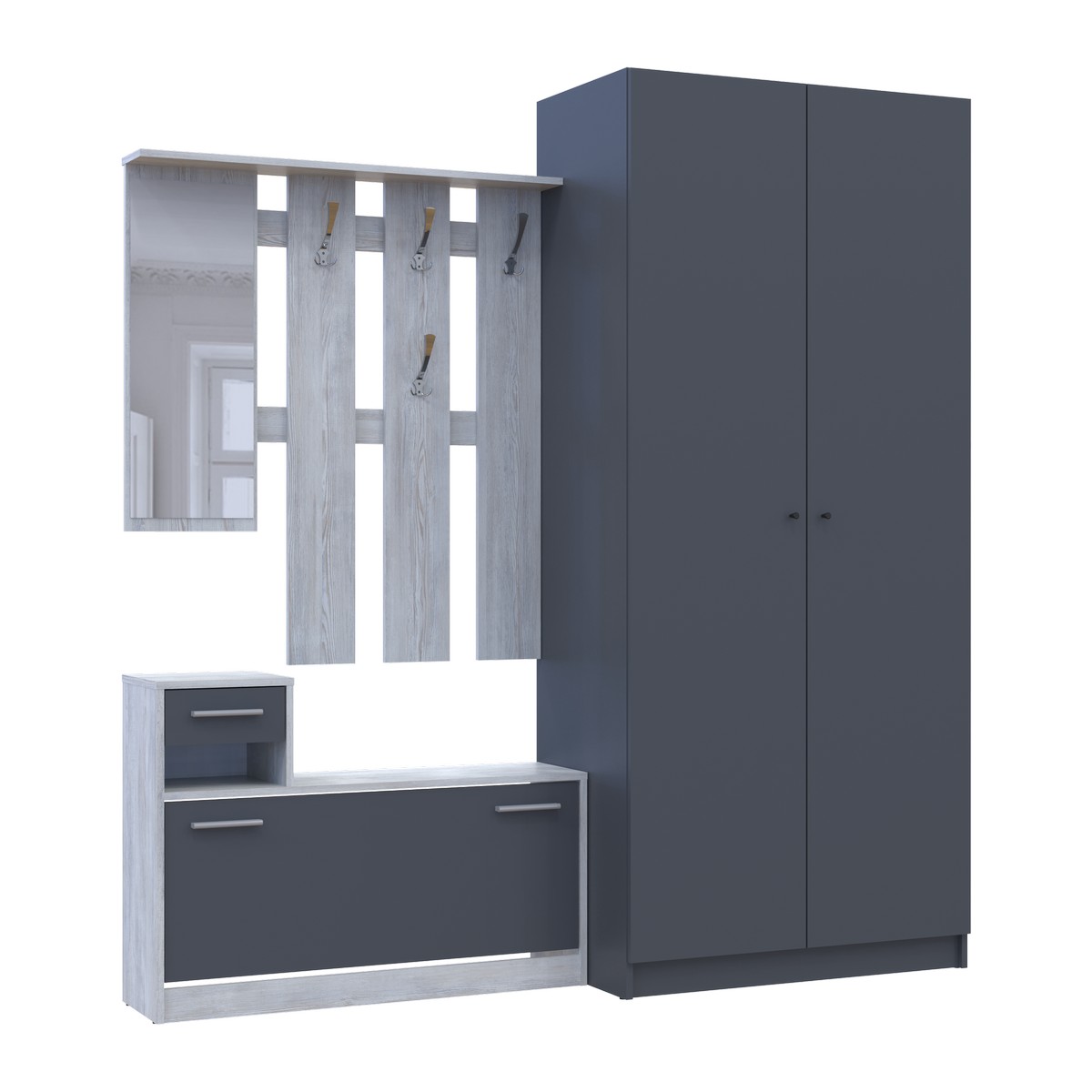 Прихожая Alice и шкаф Promo 2-х дверная Сосна Натти/Графит